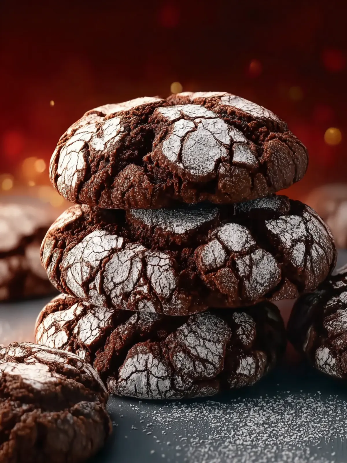 Perfect Double Chocolate Crinkle Cookies First Image