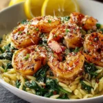 Lemon Garlic Shrimp with Spinach Orzo First Image