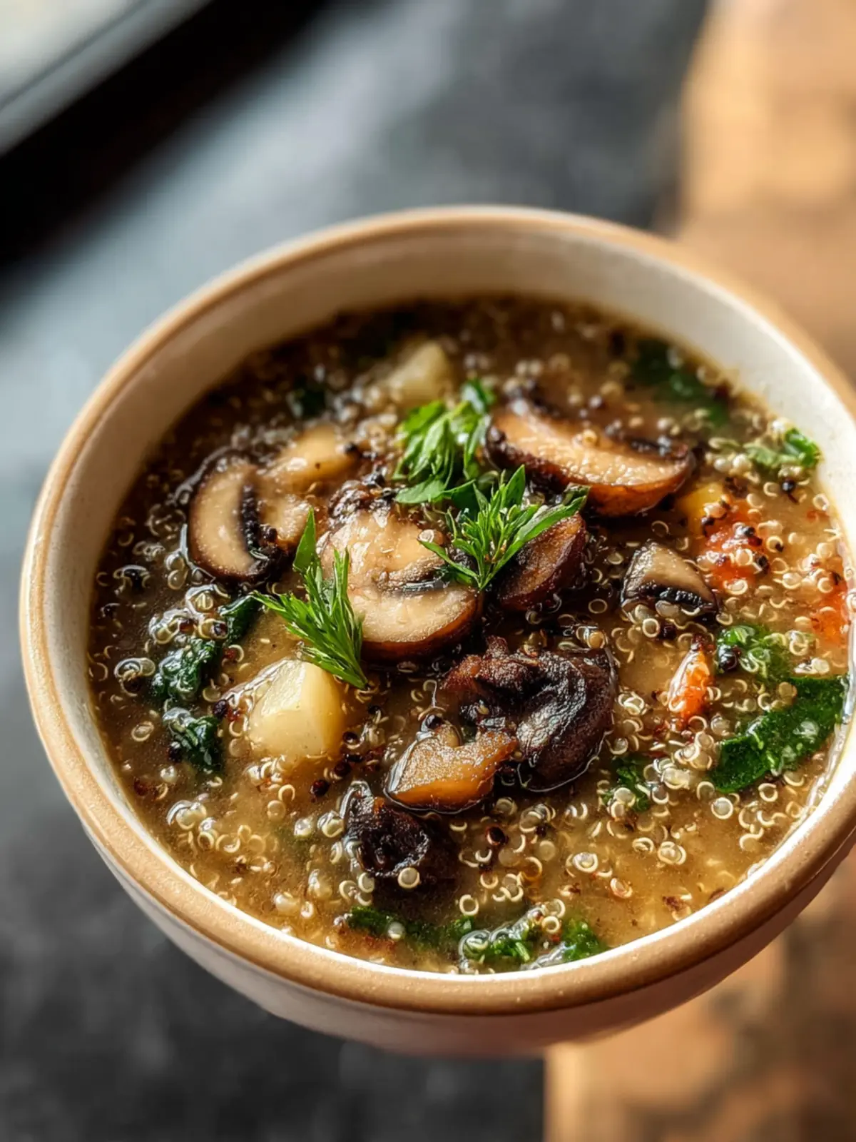 Mushroom Quinoa Soup Recipe First Image