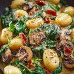 Indulge in Creamy Spinach and Mushroom Gnocchi Bliss First Image