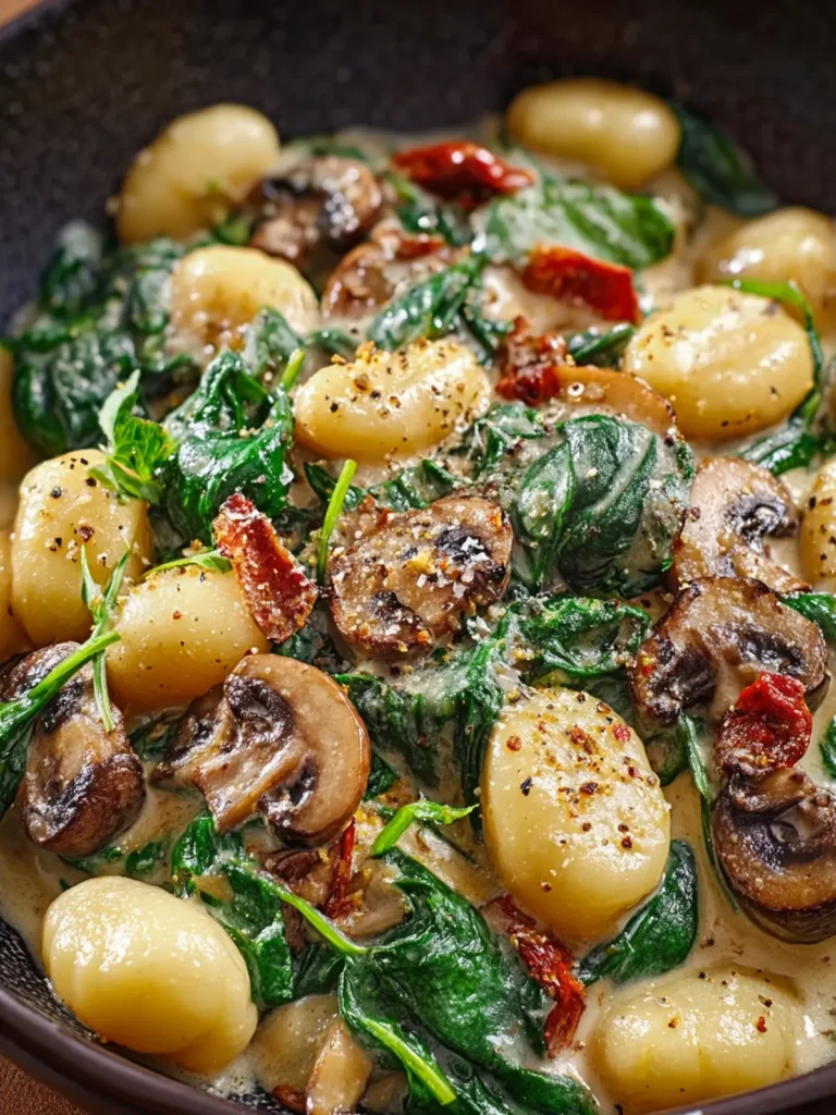 Indulge in Creamy Spinach and Mushroom Gnocchi Bliss First Image