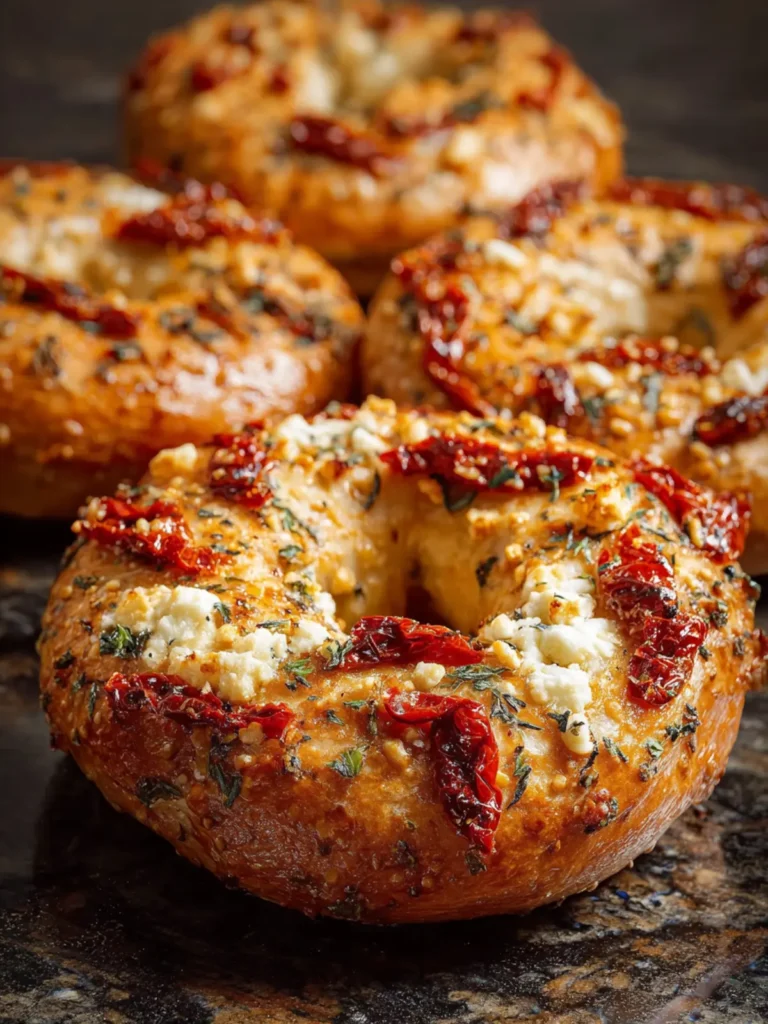 Sourdough Sun Dried Tomato Bagels with Herbs and Cheese First Image