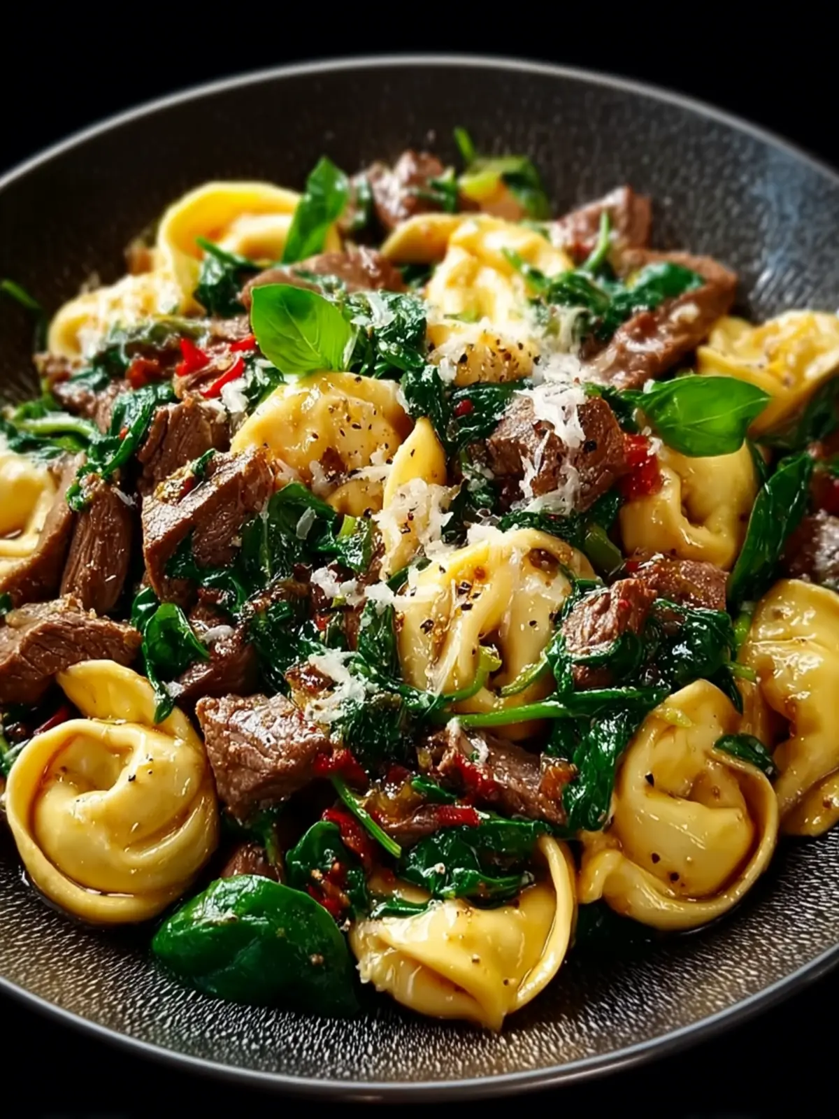 Garlic Butter Beef and Spinach Tortellini First Image