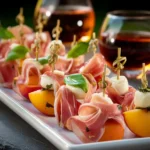 Elegant Prosciutto and Pickled Peach Appetizer Skewers First Image